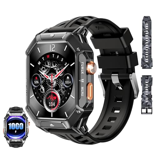 OUKITEL BT80 Montre Connectée Homme 1000mah Batterie，2,13 Pouces Grand écran AMOLED ip68 étanche Montre Intelligente avec Bluetooth Appel fréquence cardiaque/spo2/sommeil pour Android iOS