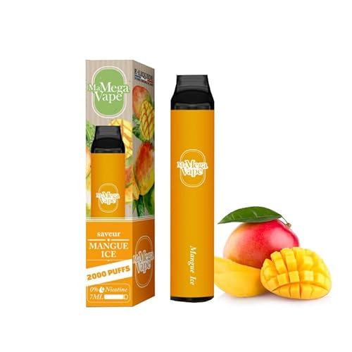 Districlope MA MEGA VAPE de 2000 PUFF 0MG MANGUE ICE - sans nicotine ni tabac