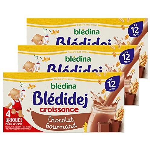 Blédina Blédidej - Céréales bébé Lactées Chocolat Gourmand - Dès 12 Mois - 12 briques de 250mL