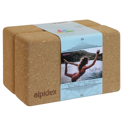 ALPIDEX Bloc de liège Yoga Brique Lot de 2 écologique et Durable liège de Portugal, Taille:2 pièces - 23 x 14 x 7.5 cm