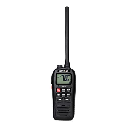 Retevis RA26 VHF Marine Radio, IP67 Flottant Étanche, 1500mAh, Moniteur Scan, Double/Tri Veille, USB Charge, Convient pour International, Marin Radio Bidirectionnelle (1 Pièce, Noir)