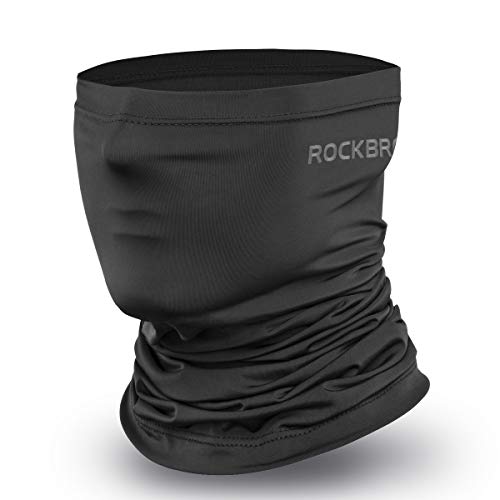 ROCKBROS Cache Cou Été en Soie Glace Cool Tour de Cou Frais Respirant Anti-UV Foulard Élastique Facekini Séchage Rapide pour Sport Activité en Plein Air Randonné Cyclisme Moto Pêche Golf Noir