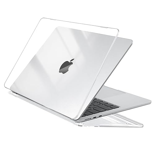 EooCoo Coque Compatible avec MacBook Air 13.6 Pouces M2 M3 A2681 A3113, 2022 2024 Release avec Touch ID, Protection Coque Rigide en Plastique pour MacBook Air 13 M3 M2 - Transparent Cristal Clair