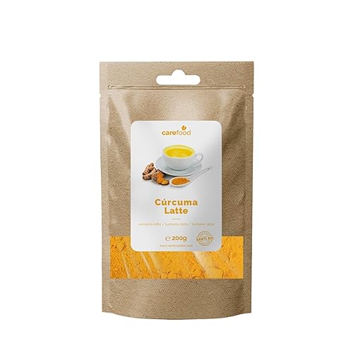 Carefood - Curcuma Latte Biologique en Poudre - Superfood Curcuma 100% Bio Adapté aux Véganes - Superfood Naturel Idéal pour Jus, Boissons et Petits Déjeuners - 200 g