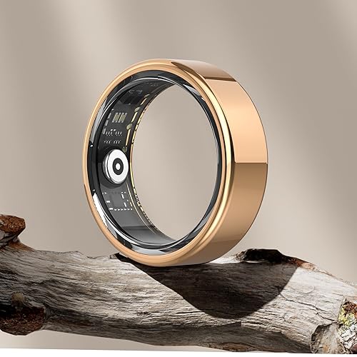 DEKELIFE 2024 Bague Connectée Homme Femme, Smart Ring avec Fréquence Cardiaque, SpO2, Sommeil, 20 Modes Sportifs, Smartrings IP68 Podomètre pour Android iOS, Taille 11, Or