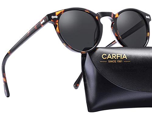 Carfia Rétro Lunette de Soleil Homme Polarisée UV400 Protection pour la Conduite en Voyage