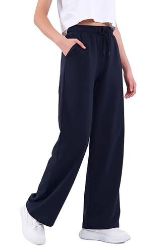 COMEOR Pantalon de jogging pour femme - Pantalon de sport long en coton - Pantalon de survêtement ample avec taille élastique et jambe droite