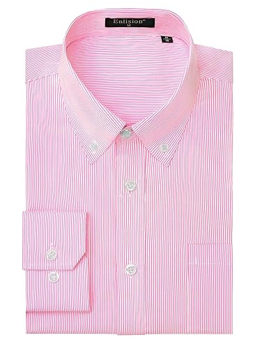 Enlision Chemise Homme Manches Longues Rayure Chemises ajustée boutonnée Chemises Habillées Business Homme