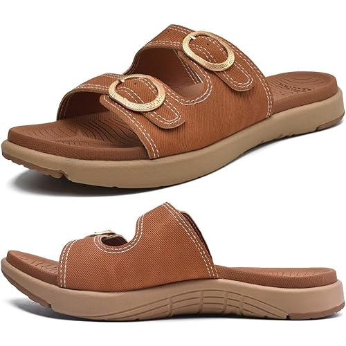 COFACE Sandales Femme Été Mode Orthopedique Slides Avec Support Confortable Plantar Fasciite Léger Sandale De Sangles Réglables