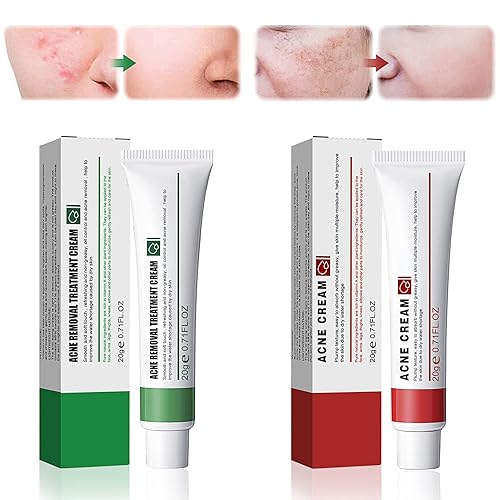 Creme Anti Taches Brunes Visage 20g+Creme Acne Visage 20g, Anti Taches Brunes Visage, Soin Visage Femme & Homme, Aide à éLiminer Les Taches Sombres, Hydrate la Peau