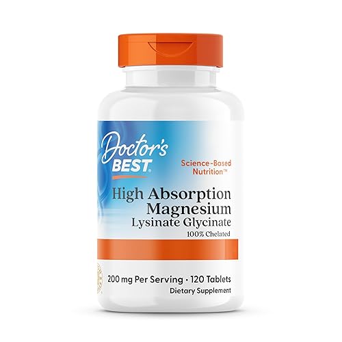 Doctor's Best, High Absorption Magnesium, 100% Chélaté avec TRAACS, avec Glycine et Lysine, 120 Comprimés végétaliens, Testés en Laboratoire, Sans Soja, Sans Gluten, Sans OGM