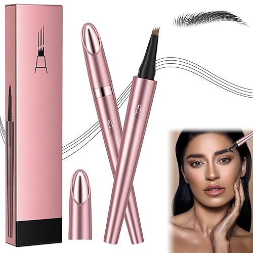 Crayon Sourcils 3D étanche, Nouveau Crayon à Sourcils Magique, Crayon à Sourcils avec 4 Pointes Micro-fourchettes, Stylo Microblading Liquide, Crée Sans Effort des Sourcils D'apparence Naturelle(noir)