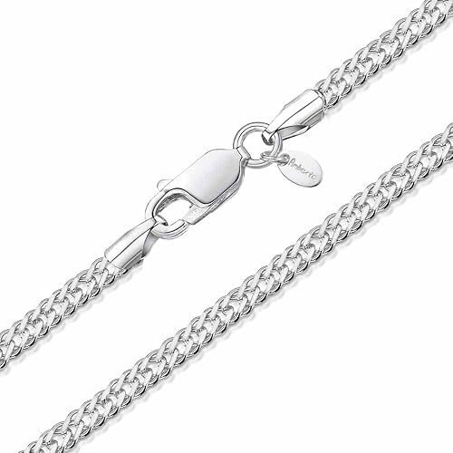 Amberta® Bijoux - Collier - Chaîne Argent 925/1000 - Maille Losange Gourmette - Largeur 2 mm - Longueur 40 45 50 55 cm