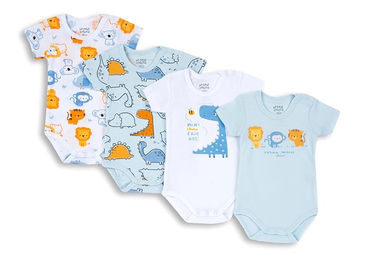 Chicco Ensemble de body à manches courtes en coton , Corps Mixte bébé (Lot de 4)