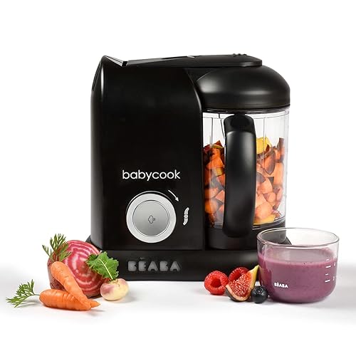 BÉABA, Babycook Solo, Robot Bébé 4 en 1 Mixeur-Cuiseur, Cuisson Vapeur, Diversification alimentaire, Petits pots bébé maison, Noir