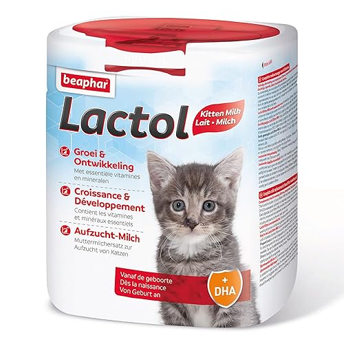 Beaphar - LACTOL - Lait maternisé en poudre - Enrichi en DHA - Source de protéines de haute qualité - Pour chaton non sevré, femelle gestante ou allaitante et chat âgé ou malade - 500 g