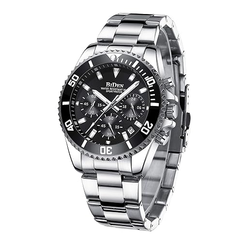 BIDEN Hommes Analogique Quartz Montre avec Bracelet en Acier Inoxydable BIDEN-0163