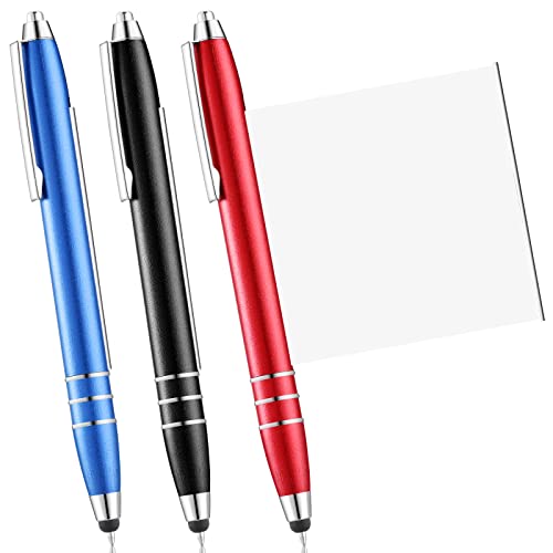 3 Pièces Stylos à Bille en Métal Stylo avec Onglet de Feuille Rétractable Stylo avec Feuille de Triche Stylo d'Écriture à Pointe Fine de 0,7 mm avec Recharges Bleues, Bleu Noir Rouge