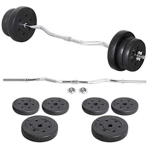 Yaheetech Ensemble d’haltère 25 kg Kit Barre de Musculation Exercices de Fitness Entraînement à la Maison/Gym