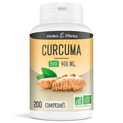 Herbes Et Plantes Curcuma Bio 200 Comprimés 400 mg, 1 unité (Lot de 1)