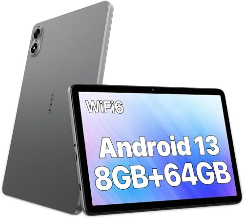 UMIDIGI G1 Tab Tablette 10,1 Pouces, Tablette Android 13, 8Go de RAM(4Go+4Go), 64Go de ROM(TF 1TB), Tablette Android,Gaming Quad Core RK3562,Batterie 6000 mAh,Caméra 8MP+8MP, BT5.0, WiFi 6,GMS,Gris