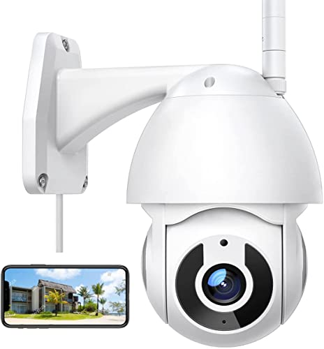 Caméra de Surveillance Extérieure sans Fil WiFi IP66 1080p avec Vision Nocturne, Détection de Mouvement et Enregistrement Vidéo 720p/1080p