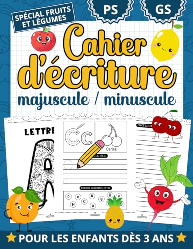 Cahier d'écriture majuscule /minuscule pour les enfants des 3 ans: cahier d'écriture pour enfants pour apprendre a tracer les majuscules et minuscules