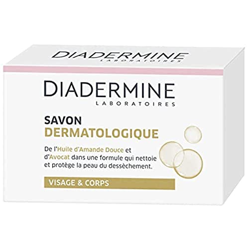 Diadermine Savon Dermatologique Visage et Corps Amande Douce et Avocat, 100g