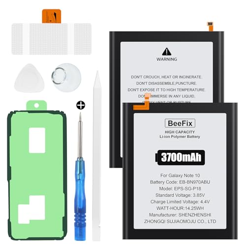 Beefix Batterie de Rechange Haute capacité pour Samsung Galaxy Note 10, 3700mAh Lithium-polymère pour Galaxy Note 10 (EB-BN970ABU) avec Outils de réparation Professionnels