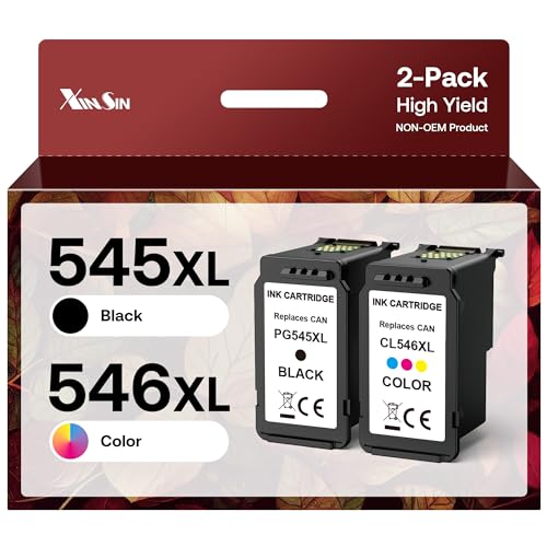 xinsin Remplacement pour CANON PG-545XL CL-546XL Cartouches d'encre (Noir, Couleur) PG-545 CL-546 XL Compatible pour Pixma MX495 TR4550 TR4551 TS3150 TS3151 MG2450 MG2500 MG2950 MG2550S MG2555S MG3050