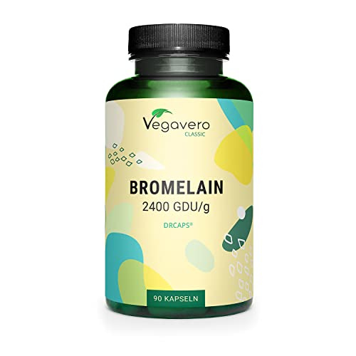 Bromelaine Pure 650 mg Vegavero® | Dosage Élevé : 4800 FIP | SANS ADDITIFS | Enzymes Digestives | Digestion difficile | Gélules gastro-résistantes DRcaps® | Extrait Ananas | VEGAN